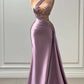 Rosa hochwertiges elegantes langes Ballkleid mit Perlen im neuen Stil, Abendkleid mit einer Schulter, Ballkleid NV409