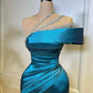 Robe de soirée courte plissée à perles bleues, magnifique et exquise, robe de remise de diplôme, de vacances, d'anniversaire, nv3137
