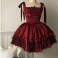Robe de soirée courte en dentelle bordeaux, jolie robe de bal, robe de fête d'anniversaire, nv3558