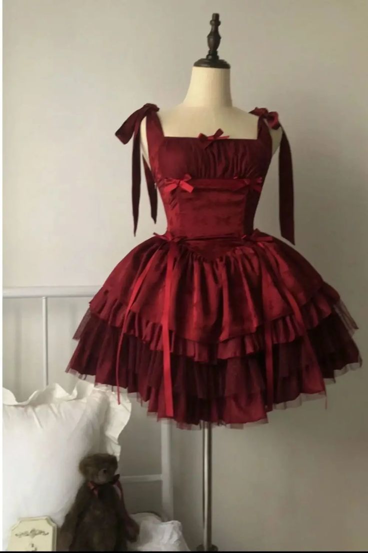 Robe de soirée courte en dentelle bordeaux, jolie robe de bal, robe de fête d'anniversaire, nv3558