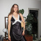 Black Fashion Lace Neckline Long Satin Sexy Elegant Prom Dress Evening Gown Party Dress nv3299