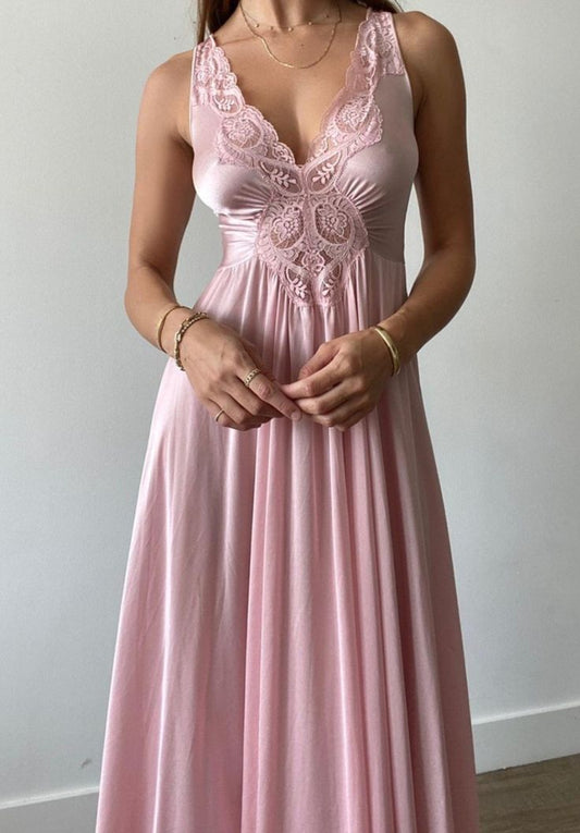 Rosa Elegante Mode Süße Zarte Spitze Lange Satin Schleier Ballkleid Abendkleid Partykleid Ballkleid Brautjungfernkleid nv3897