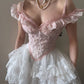 Robe de soirée courte en dentelle rose à la mode, tenue de fête d'anniversaire, nv4887