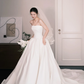 Strapless Draped Satin Wedding Gown, A Line Ballgown with Long Train  NV7356