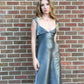 Silber Vintage Mode Elegante Lange Satin Formale Ballkleid Abendkleid Partykleid nv3646