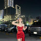 Robe d'anniversaire simple, élégante et fine, sans bretelles, rouge, robe de soirée, robe de bal, robe de soirée, nv2328