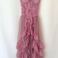 Robe de soirée longue en tulle à volants, en dentelle délicate et rose, à bretelles spaghetti, pour fête d'anniversaire, bal, nv3908