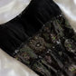 Schwarzes elegantes, exquisites, mit Perlen besetztes langes Chiffon-Ballkleid, Abendkleid, Partykleid, NV3585