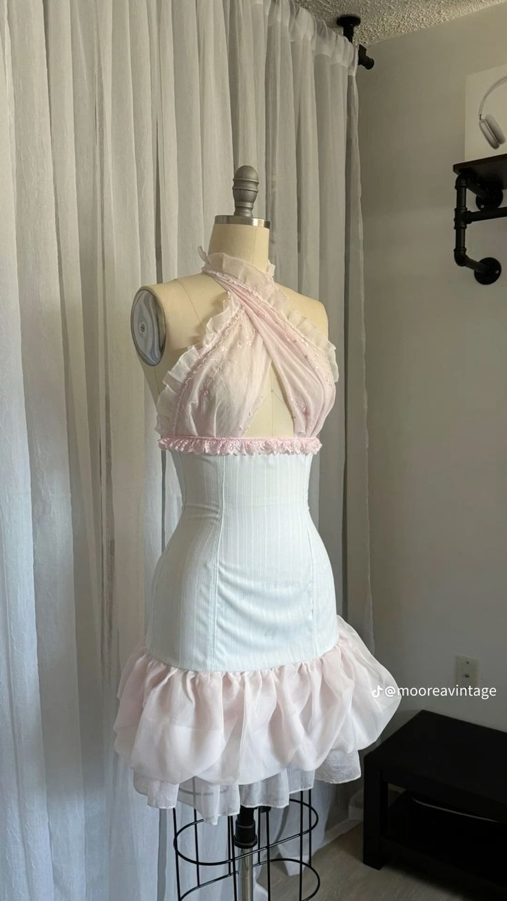 Robe de soirée courte en mousseline rose, douce et élégante, nv4876