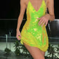 Robe de cocktail courte et élégante à paillettes vertes nv5187