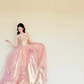 Strapless Pink Gold Corset 3D Rose Princess Ball Gown Prom Dress  NV7419