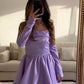 Lila trägerloses Satin A-Linie Kurzes Ballkleid Homecomingkleid Geburtstagskleid Abendkleid nv2108