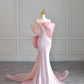 Rosa Elegantes Langes Meerjungfrau Slim Fit Tüll Ballkleid Abendkleid Partykleid nv3252