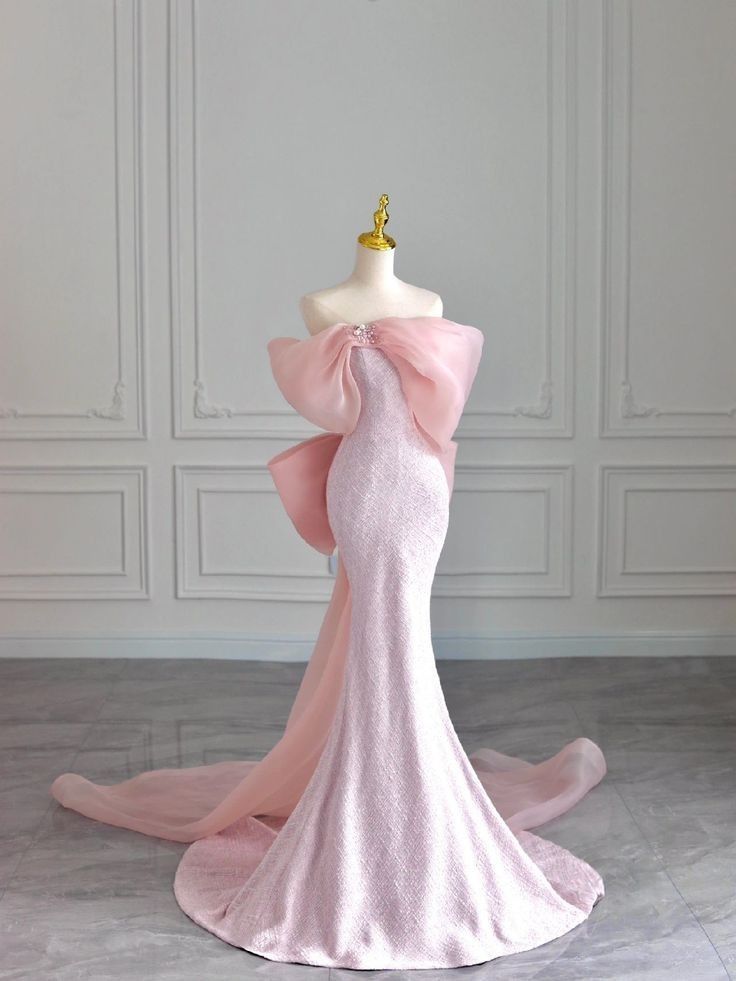 Rosa Elegantes Langes Meerjungfrau Slim Fit Tüll Ballkleid Abendkleid Partykleid nv3252