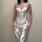Robe de soirée longue blanche élégante vintage pour anniversaire, bal de promo, nv4773