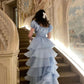 Blue tulle cute elegant layered long cake ball gown evening dress party dress nv2824