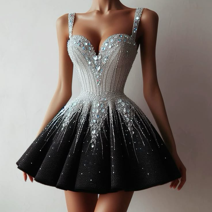 Schwarz-weißes herzförmiger Ausschnitt, wunderschönes, perlenbesetztes, exquisites, kurzes Tüll-Heimkehrkleid, Geburtstagspartykleid, Ballkleid, NV5069