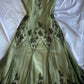 Green Vintage Fashion Spaghetti Straps Exquisite Beading V Neck Long Elegant Ball Gown Evening Dress Party Dress nv3552