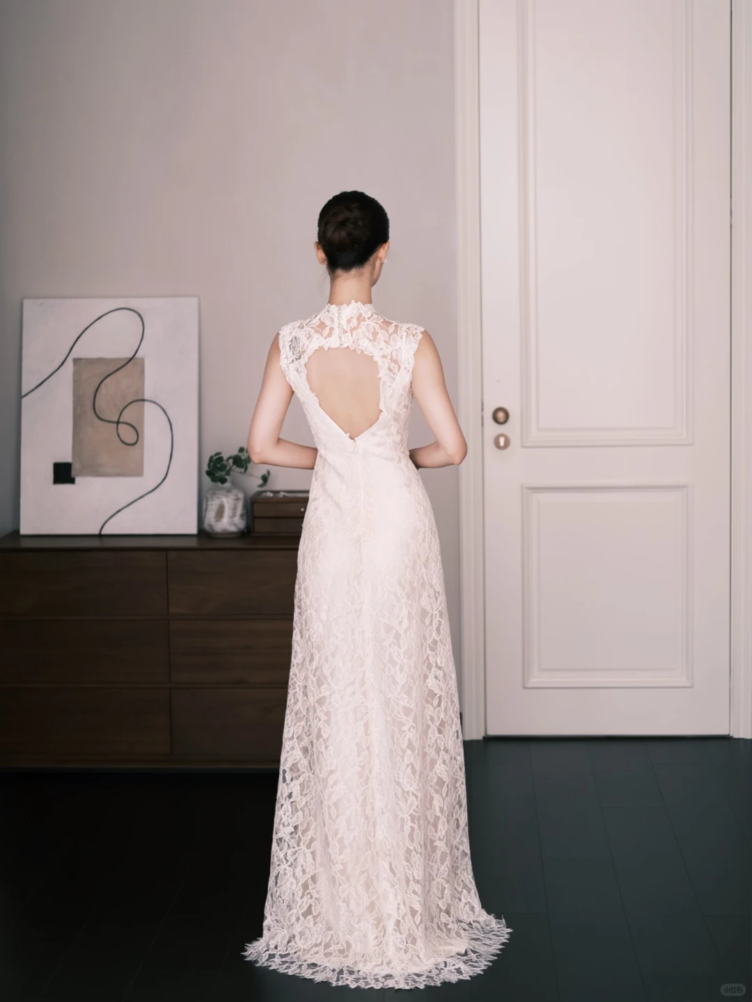 High Neck Lace Mermaid Wedding Dress, Sleeveless Sheer Bridal Gown  NV7280