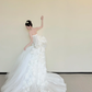 Strapless 3D Floral Tulle Mermaid Wedding Dress with Detachable Sleeves  NV7435