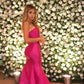 Pink Elegant Simple Strapless Off-shoulder Mermaid Long Prom Dress Evening Dress Party Dress nv2462