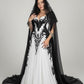 Dunkles Brautkleid NV6226 mit kontrastierender 3D-Stickerei in Lila, Schwarz und Weiß, trägerlosem Spitzenschleier und dunklem Design (3D-Stickerei)