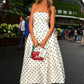 Robe de soirée mi-longue en mousseline de soie à pois blancs, à la mode, robe de soirée d'anniversaire nv5283