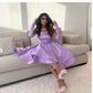 Lila trägerloses Satin A-Linie Kurzes Ballkleid Homecomingkleid Geburtstagskleid Abendkleid nv2108