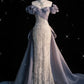 Robe de soirée longue en tulle et dentelle, élégante et exquise, violette, longueur au sol, robe de bal, robe de soirée, robe de bal, nv3762