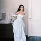 Light Blue Off Shoulder Detachable Puff Sleeve Prom Ball Gown  NV7372