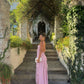 Robe de soirée longue en mousseline de soie rose Ocean Goddess nv4762