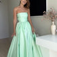 Green simple elegant A-line tube top long dress prom dress evening dress party dress nv2504