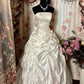 Elfenbein Elegante Exquisite Applikation Langes Satin Ballkleid Abendkleid Brautkleid nv3764
