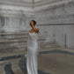 White Fashion Elegant Lace Long Satin Prom Dress Evening Dress Wedding Guest Party Dress nv4808