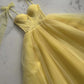 Yellow sweetheart neckline fashion cute tulle spaghetti straps long prom dress evening dress party dress homecoming dress nv3032