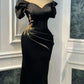 Black sweetheart neckline embroidered beaded satin long slit ball gown evening dress nv3098