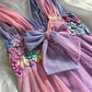 NiceVestidos – Gradient Homecoming-Kleid, Lila, Rosa, modisch, Gradient, exquisites Blumenmuster, kurzes Chiffon-Blumenfeenkleid, Elfenkleid, Nv5582