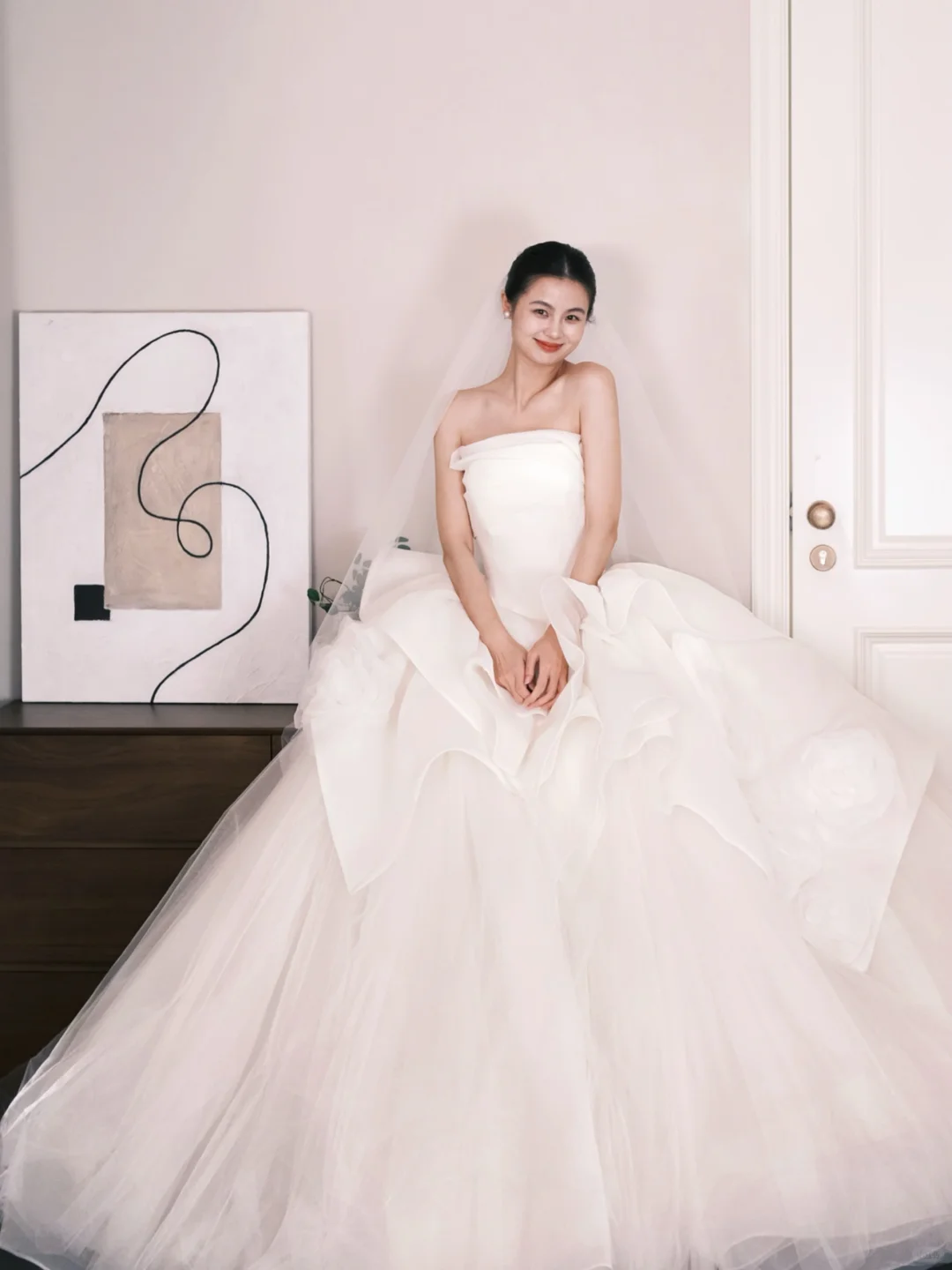 Strapless Satin Tulle Ball Gown Wedding Dress  NV7312