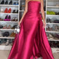 Pink simple noble and elegant strapless off-shoulder long ball gown evening dress party dress nv2523