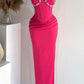 Pink rhinestone embellished gorgeous slim mermaid long ball gown evening dress nv2932