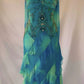 Robe de soirée courte en mousseline de soie, dégradé bleu brillant, magnifique, style rétro, perles de pierres précieuses exquises, longueur cheville, à volants, NV5709