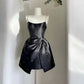 Robe de soirée courte noire élégante à bretelles spaghetti et strass, robe de fête d'anniversaire nv2769
