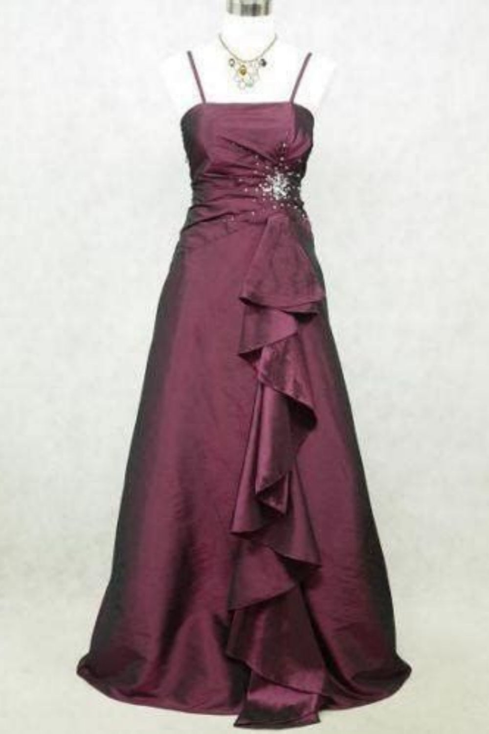 Robe de soirée longue en satin violet, élégante et vintage, avec perles et bretelles spaghetti, tenue de bal de princesse, robe de soirée, nv3631