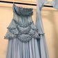 Fairy Luxury Court Style Hellblaues, perlenbesetztes, transparentes Abendkleid mit Schleppe – Hochzeits- und Ballkleid im Ozean-Stil NV6382