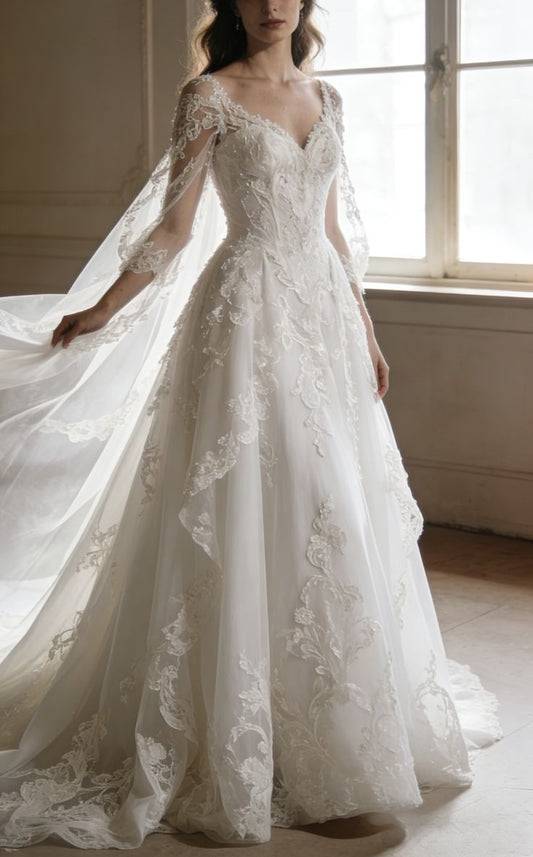 Weißes langes Tüll-Brautkleid NV6702