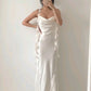 Ivory White Fashion Unique Spaghetti Strap Long satin Ball Gown Evening Dress Party Dress nv3450