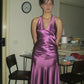 Robe de soirée élégante en satin violet, col en V, bretelles spaghetti, coupe ajustée, robe de bal, robe de bal nv3934