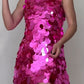 Robe de soirée courte à paillettes, élégante et sans bretelles, rose, à la mode, pour un anniversaire, un cocktail, une soirée, un bal, nv3958