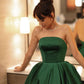 Green fashion elegant strapless off-shoulder satin long evening gown prom dress nv2548