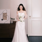 Detachable Tulle Sleeve Mermaid Wedding Dress Square Neck  NV7323